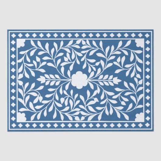 Lichtblauw traditioneel beeninlegdecoupage tissuepapier (Voorkant)