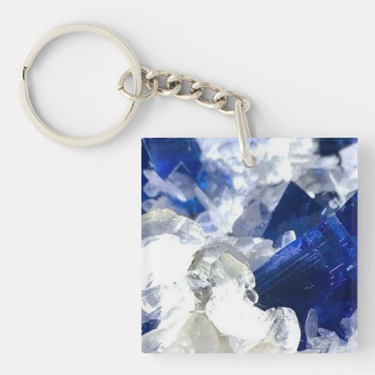 Lichtblauw Transparant Fluoriet Edelsteen Sleutelhanger (Voorkant)