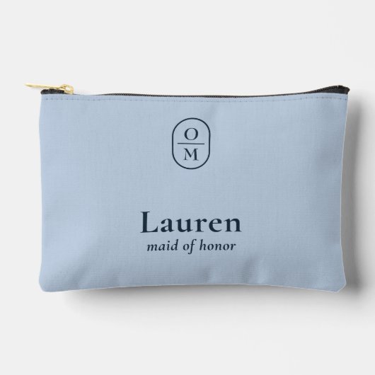 Lichtblauw | Trouwmonogram Bruidsmeisje Cadeau Etui (Voorkant)