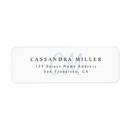 Lichtblauw Tweelletter Monogram Naam Retouradres Etiket