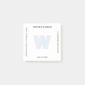 Lichtblauw Typografie Monogram Naam Adres Post-it® Notes (Voorkant)