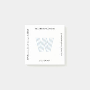 Lichtblauw Typografie Monogram Naam Adres Post-it® Notes
