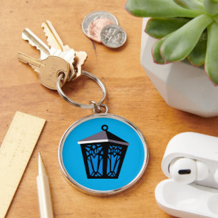 Lichtblauw Uil Lantaarn Sleutelhanger
