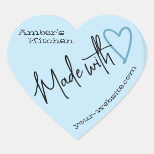 Lichtblauw vanuit de keuken gemaakt met liefde bak hart sticker