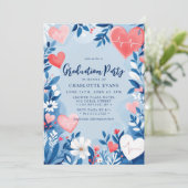 Lichtblauw Verpleegster Hart Bloemen Afstuderen Fo Kaart (Staand voorkant)