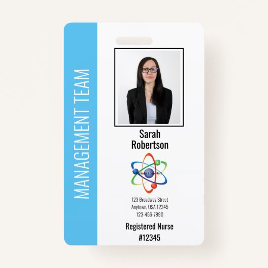 Lichtblauw Verticaal een Strip Security ID Medewer Badge (Voorkant)