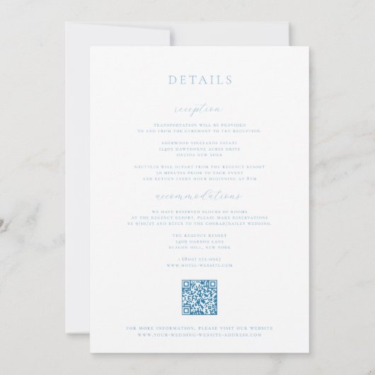 Lichtblauw Victoriaans Lijst bruiloft Kaart (Achterkant)