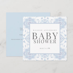 Lichtblauw vierkant Baby shower Kaart