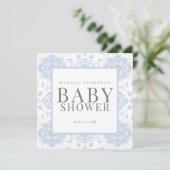 Lichtblauw vierkant Baby shower Kaart (Staand voorkant)