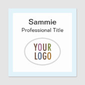 Lichtblauw Vierkante Naam Badge Logo Pin of Magnet (Voorkant)