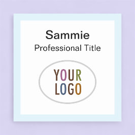 Lichtblauw Vierkante Naam Badge Logo Pin of Magnet