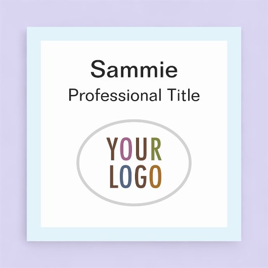 Lichtblauw Vierkante Naam Badge Logo Pin of Magnet