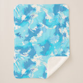 Lichtblauw vloeibaar abstract patroon en wit sherpa deken (Voorkant)