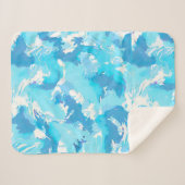 Lichtblauw vloeibaar abstract patroon en wit sherpa deken (Voorkant (horizontaal))