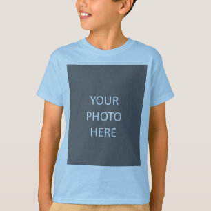 Lichtblauw Voeg uw Afbeelding foto-Afbeelding Logo T-shirt