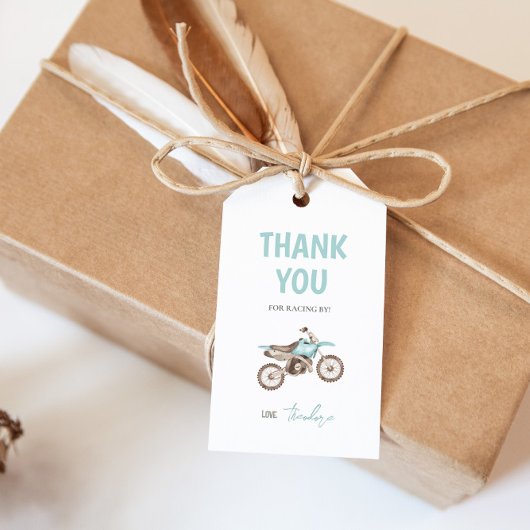 Lichtblauw vuilnis motorfiets verjaardag cadeau la cadeaulabel
