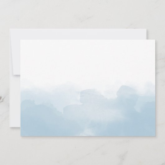 Lichtblauw Waterverf Hart met Krullen Schrift Brui Kaart (Achterkant)