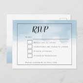 Lichtblauw Waterverven Script Bruiloft RSVP Briefkaart (Voorkant / Achterkant)