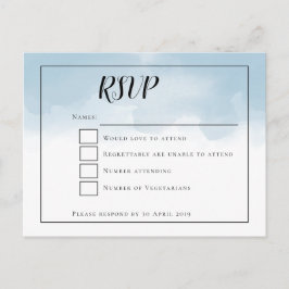 Lichtblauw Waterverven Script Bruiloft RSVP Briefkaart