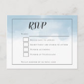 Lichtblauw Waterverven Script Bruiloft RSVP Briefkaart (Voorkant)