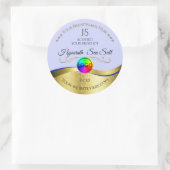 Lichtblauw Wavy Gold Logo Monogram Productlabel Ronde Sticker (Tas)