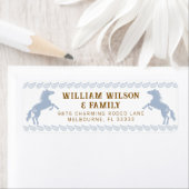 Lichtblauw Western Rodeo Horse Retour Adres Label (Insitu)