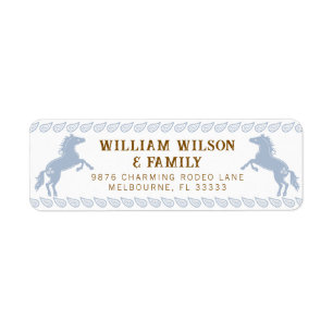 Lichtblauw Western Rodeo Horse Retour Adres Label
