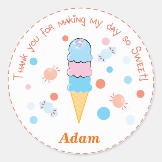 Lichtblauw Whimsical Ice Cream Party Sticker (Voorkant)