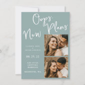 Lichtblauw Wijzig Datum Trouwfoto Uitstel Save The Date (Voorkant)