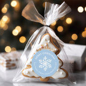 Lichtblauw Winter Sneeuwvlok Kerstcadeautag Ronde Sticker