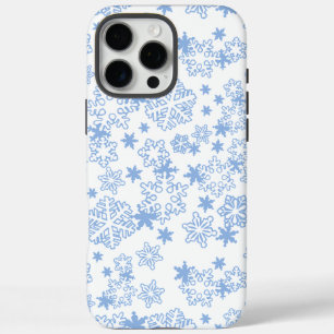 Lichtblauw winters sneeuwvlokpatroon iPhone 16 pro max hoesje