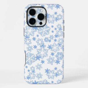 Lichtblauw winters sneeuwvlokpatroon iPhone 16 pro max hoesje