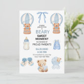 LICHTBLAUW WIT 5X7 BEER JONGENS BABYSUITE SAVE THE DATE (Staand voorkant)