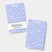 Lichtblauw & Wit Dierenpootafdruk Monogram Badge (Voor- en achterkant)