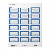 Lichtblauw Wit en Gouden Ster van David Pattern Etiket (Full Sheet)
