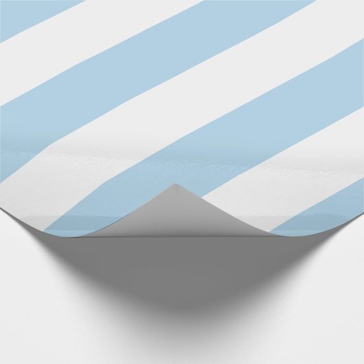 Lichtblauw Wit Extra Groot Streeppatroon Cadeaupapier (Hoek)