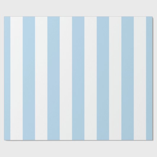 Lichtblauw Wit Extra Groot Streeppatroon Cadeaupapier (Vlak)
