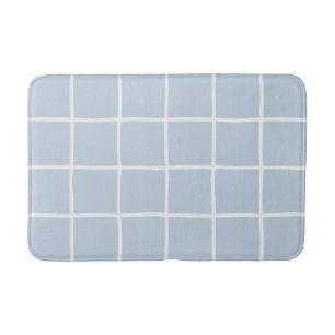 Lichtblauw Wit Geruit Scandinavisch Minimalistisch Badmat
