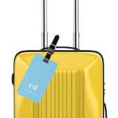 Lichtblauw wit monogram initialen bagagelabel