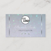 Lichtblauw Wit Parel Glitter Diamanten en Logo Visitekaartje (Voorkant)