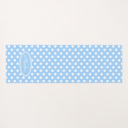 Lichtblauw wit polka dot yoga mat (Achterkant (horizontaal))