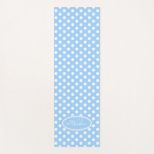Lichtblauw wit polka dot yoga mat (Voorkant)