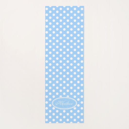 Lichtblauw wit polka dot yoga mat (Achterkant)
