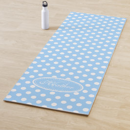 Lichtblauw wit polka dot yoga mat
