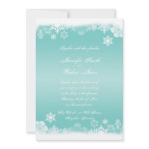 Lichtblauw Wit Sneeuwvlok bruiloft uitnodiging