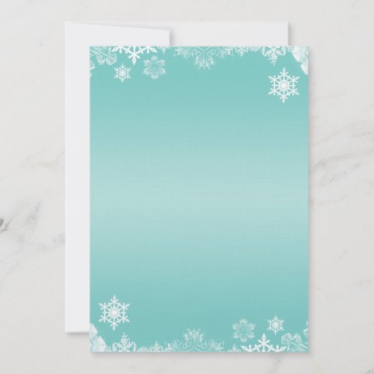 Lichtblauw Wit Sneeuwvlok bruiloft uitnodiging (Achterkant)