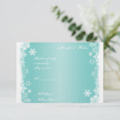 Lichtblauw Wit Sneeuwvlok Huwelijksreactie Kaart (Staand voorkant)