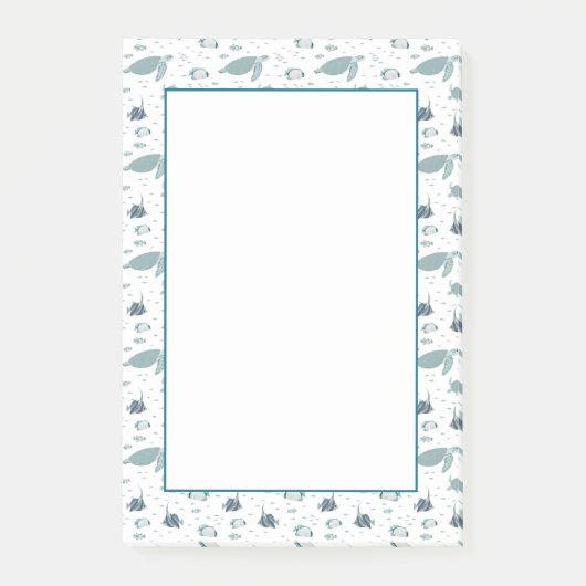 Lichtblauw Wit Zee Schildpad Sealife Print Post-it® Notes (Voorkant)