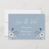 Lichtblauw & Witte Bloemen Save The Date (Voorkant)