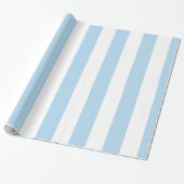 Lichtblauw Witte Extra Grote Streep Patroon Cadeaupapier (Uitgerold)